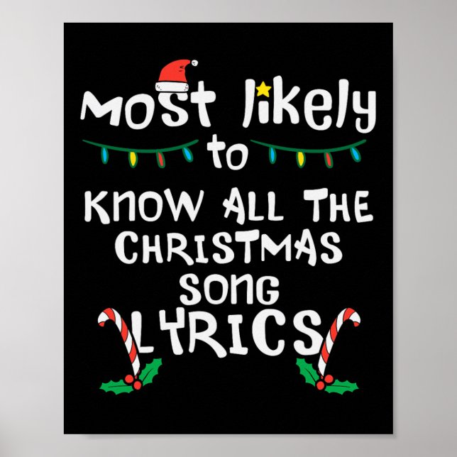 Affiche Très Probablement Connaître Noël Chanson Lyrics Xm (Devant)
