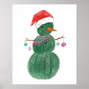 Affiche Très un bonhomme de neige de Noël de cactus