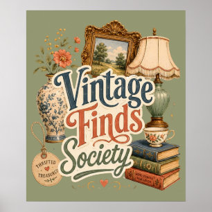 Affiche Trésors de Cottagecore Vintage Vert