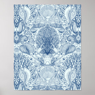 Affiche Trésors de plage en bleu