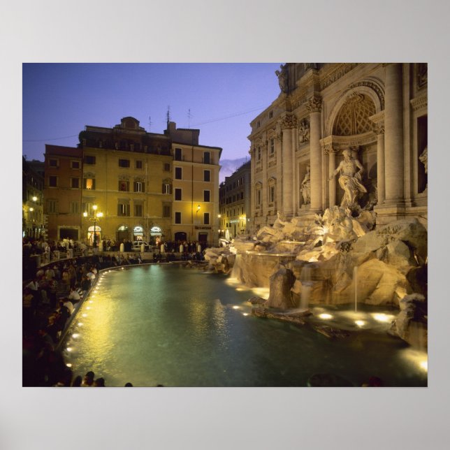 Affiche Trevi Fountain at night, Rome, Lazio, Italy (Devant)