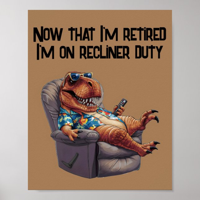 Affiche Trex assis sur la chaise inclinable tenant la télé (Devant)
