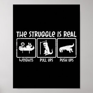 Affiche Trex Dino Struggle Est Véritable Poids Gym Entraîn
