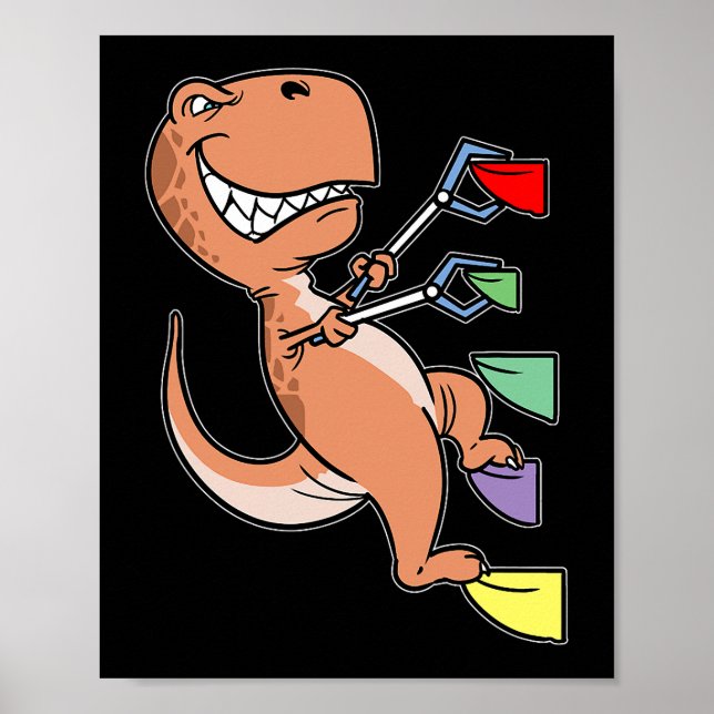 Affiche TRex Dinosaur Bouldering Escalade Climber Boulder (Devant)