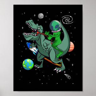 Affiche TRex Dinosaur Dans l'espace extra-atmosphérique Al