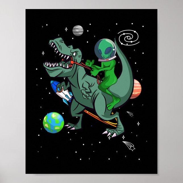 Affiche TRex Dinosaur Dans l'espace extra-atmosphérique Al (Devant)