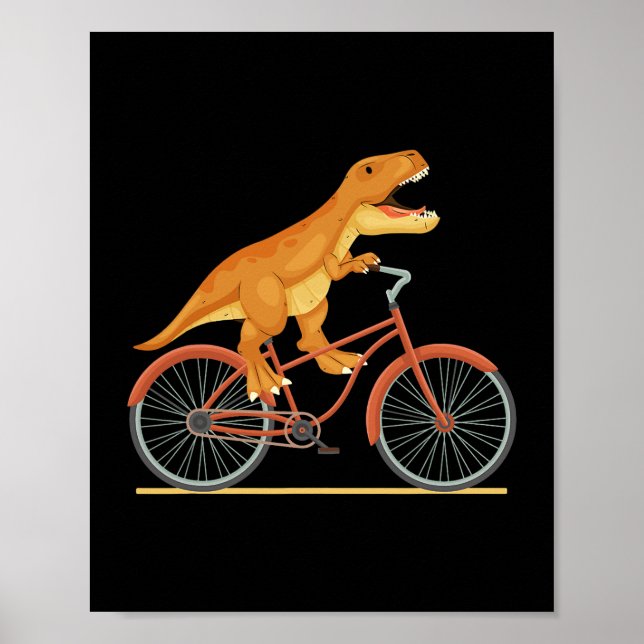 Affiche TRex équitation A Vélo Amusant Trex Dinosaur Vélo  (Devant)