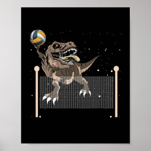 Affiche Trex Trex Dinosaur Jouer Volleyball Sport
