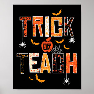 Affiche Tri Ou Enseigner Retro Halloween Enseignantes Femm