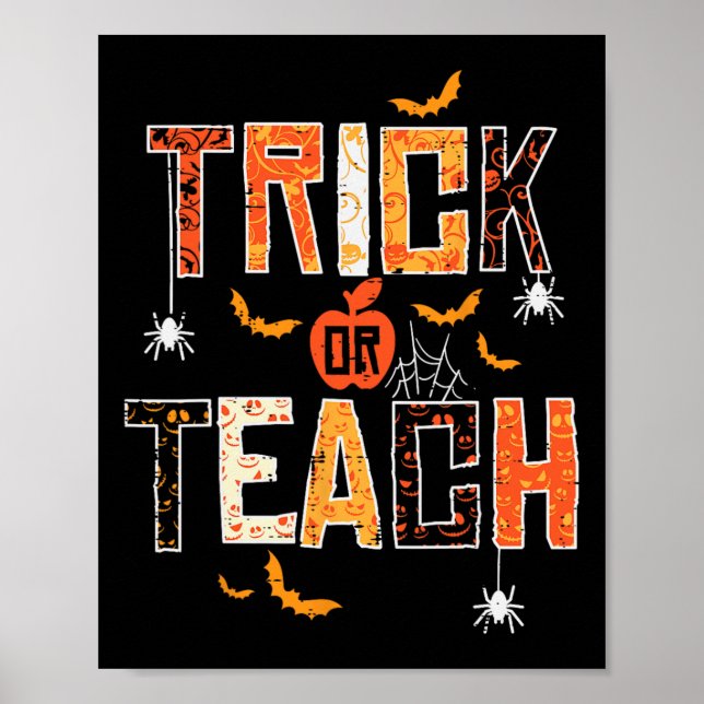 Affiche Tri Ou Enseigner Retro Halloween Enseignantes Femm (Devant)