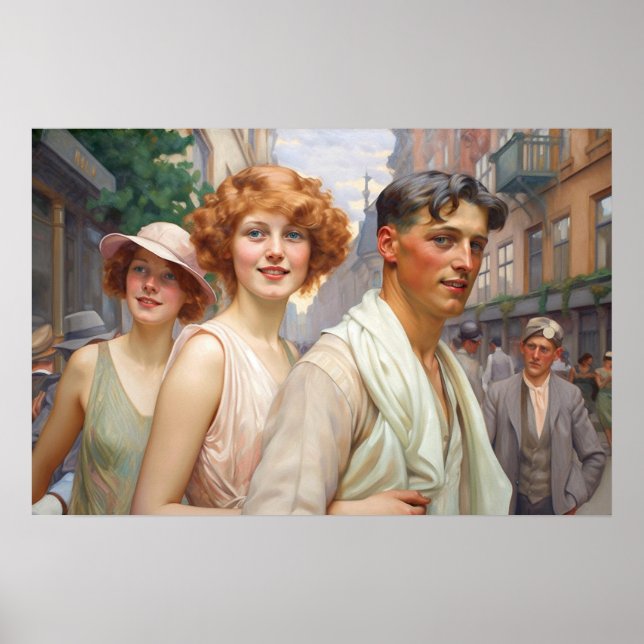 Affiche Triade polyamoreuse errant dans le centre-ville (Devant)