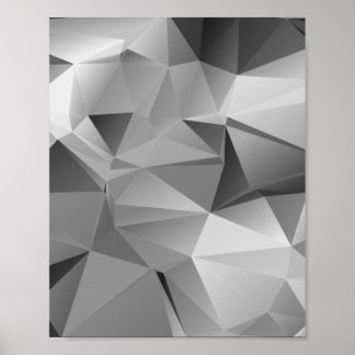 Affiche Triangle géométrique basse Poly Monotone noir blan