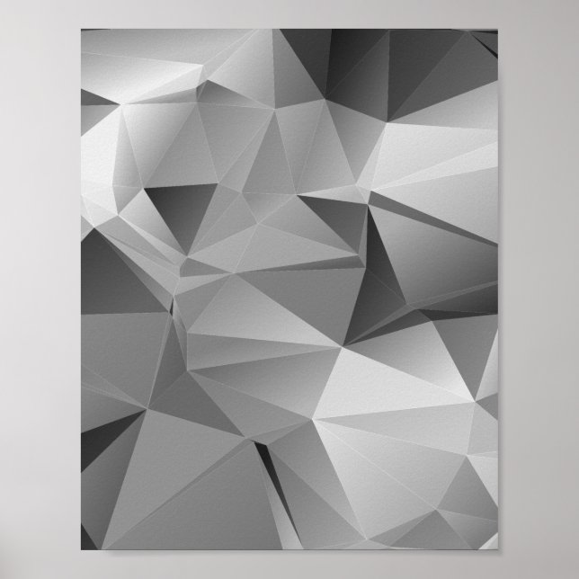 Affiche Triangle géométrique basse Poly Monotone noir blan (Devant)