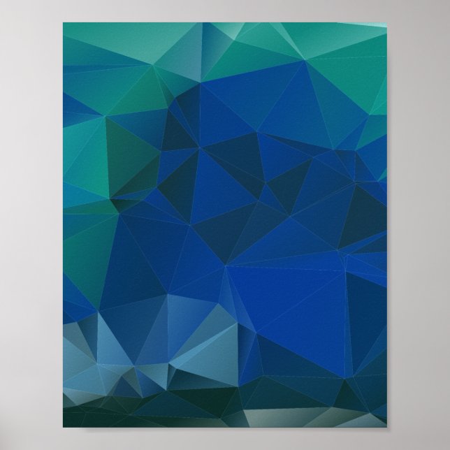 Affiche Triangle géométrique basse Poly Motif Bleu esthéti (Devant)