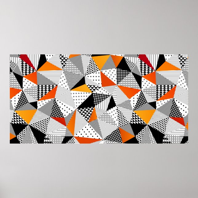 Affiche Triangle motif sans couture. Contraste à la mode (Devant)