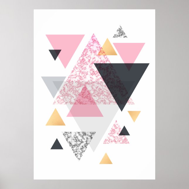 Affiche Triangle multiple - Or Rose et marbre (Devant)