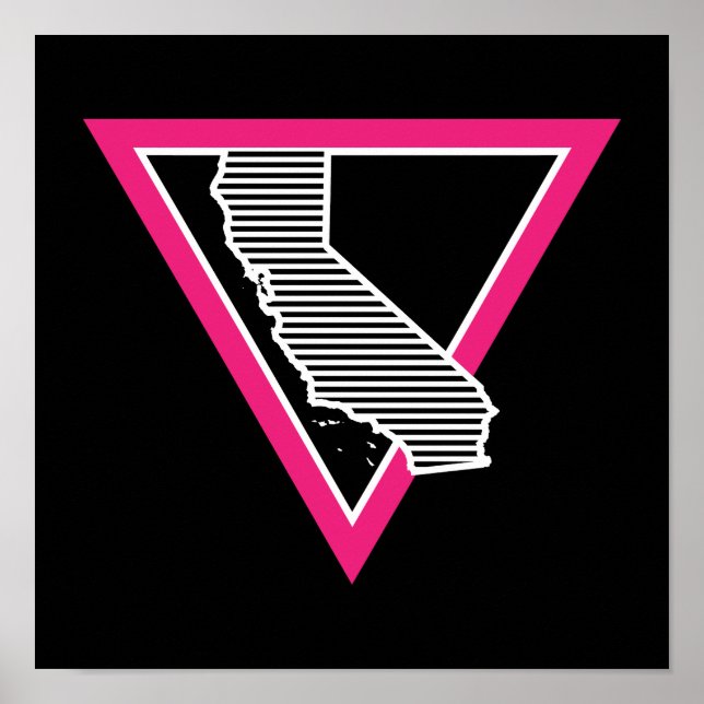 Affiche triangle rose rayures californiennes (Devant)