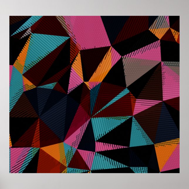 Affiche Triangles colorés Abstrait Arrière - plan géométri (Devant)