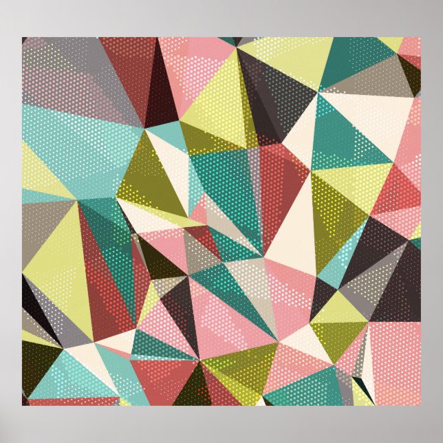 Affiche Triangles Colorés, Formes géométriques Abstraites. (Devant)