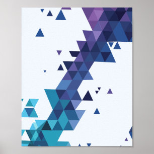 Affiche Triangles géométriques bleu et violet Motif