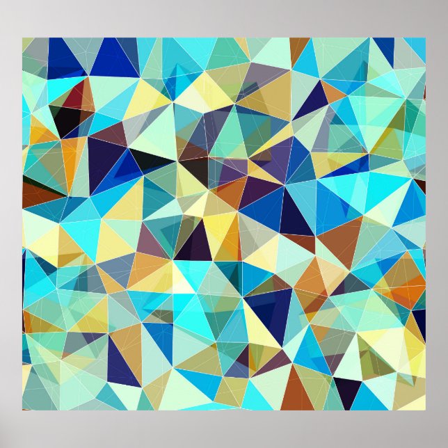 Affiche Triangles géométriques : Motif Abstrait coloré (Devant)