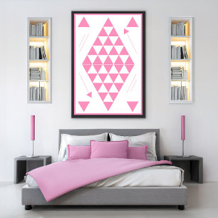 Affiche Triangles géométriques roses