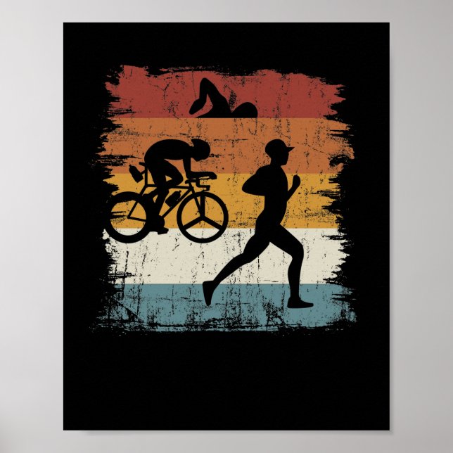 Affiche Triathlon rétro vintage (Devant)