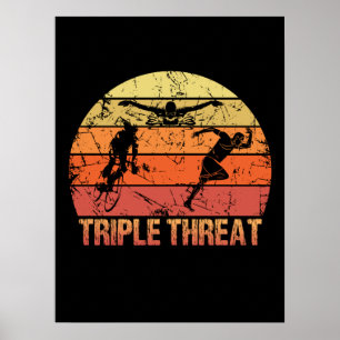 Affiche Triathlon triple menace Vintage