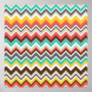 Affiche Tribal coloré Aztec Chevron ZigZag Grandes Imprime