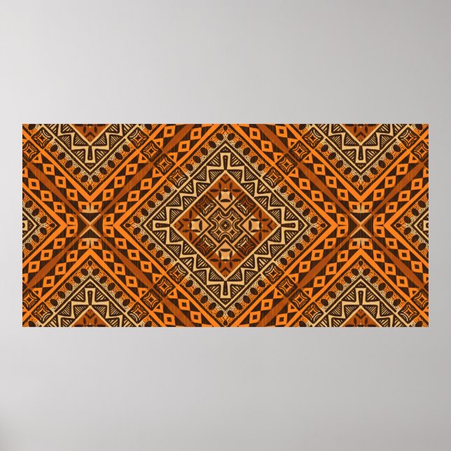 Affiche Tribal ethnique textile motif style africain (Devant)