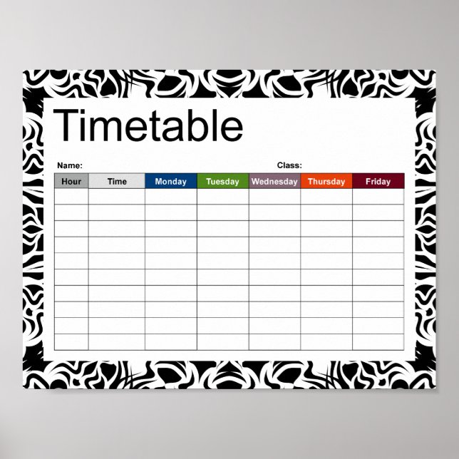 Affiche Tribal Mandala Black Timetable (Devant)