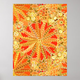Affiche Tribal Mandala Print, Mustard Gold et Orange
