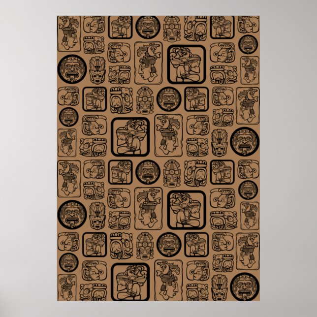 Affiche Tribal MAYA ancien masque motif 1 (Devant)