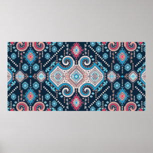 Affiche Tribal mexicaine vintage ethnique sans couture mot