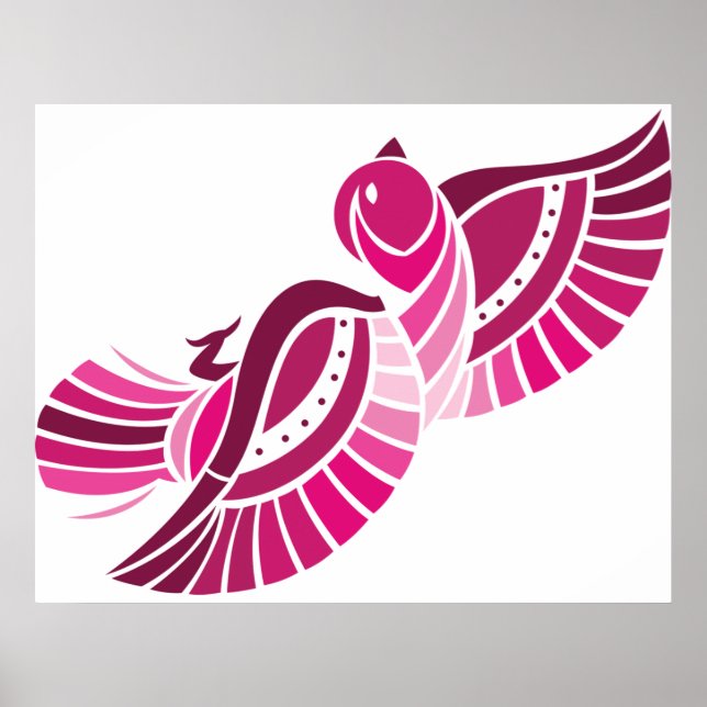 Affiche Tribal Pink Bird Stylized Magenta Phoenix (Devant)