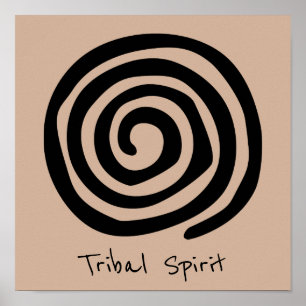 Affiche Tribal Spirit slogan Spiral petroglyph tribal