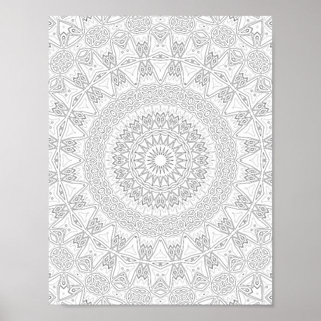Affiche Tribal Starburst Coloring Page Pattern Artwork (Devant)