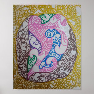 Affiche Tribe3 Abstrait Maori Kowhaiwhai par RRW