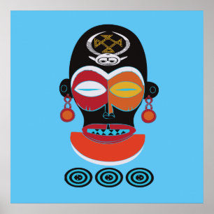 Affiche Tribe africaine colorée masque orné