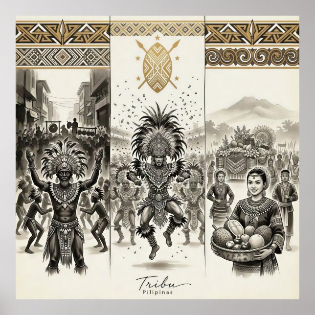 Affiche Tribu-Ati-Atihan · Dinagyang · Kadayawan (Devant)