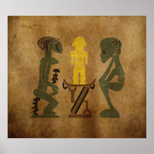 Affiche tribu guerrier rituel scène rock sculpture (Devant)