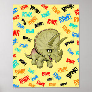 Affiche Tricératops dit "Rawr !"