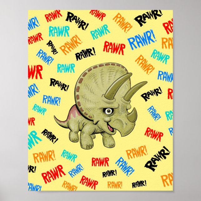 Affiche Tricératops dit "Rawr !" (Devant)
