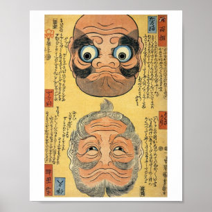 Affiche Trick Art (Let's Upside Down), Kuniyoshi, Ukiyoe