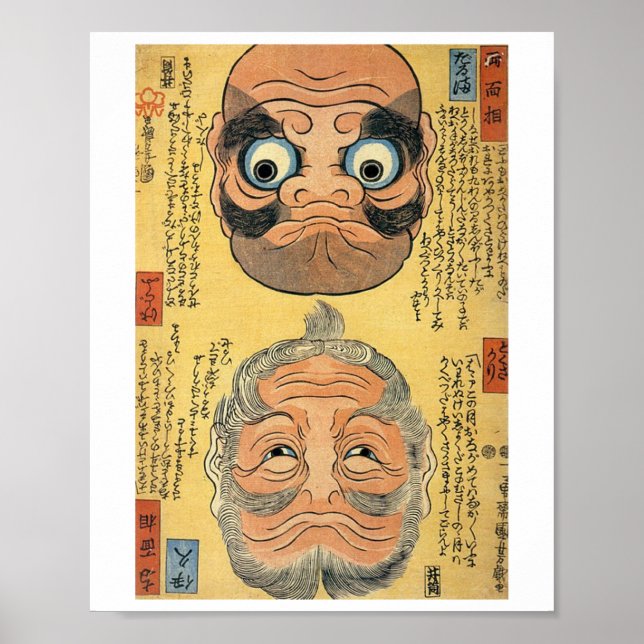 Affiche Trick Art (Let's Upside Down), Kuniyoshi, Ukiyoe (Devant)