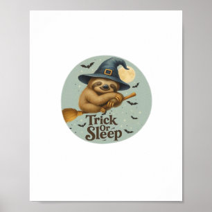 Affiche Trick or Sleep – Paresseux Sorcière Mignonne Pun H