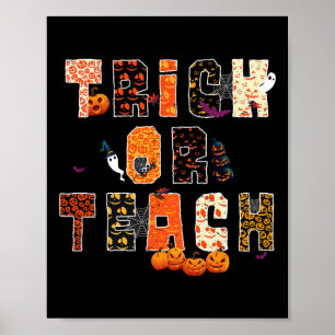 Affiche Trick Or Teach Fantôme Halloween Enseignant Éducat
