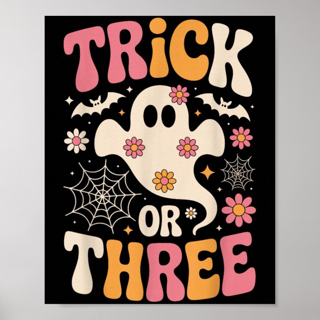 Affiche Trick Or Three 3 Ans Anniversaire Groovy Fantôme H (Devant)