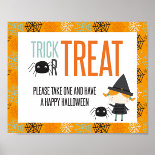 Affiche Trick or Treat Joyeux Halloween bonbons panneau de