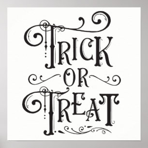 Affiche Trick or Treat Typographie Vintage Halloween
